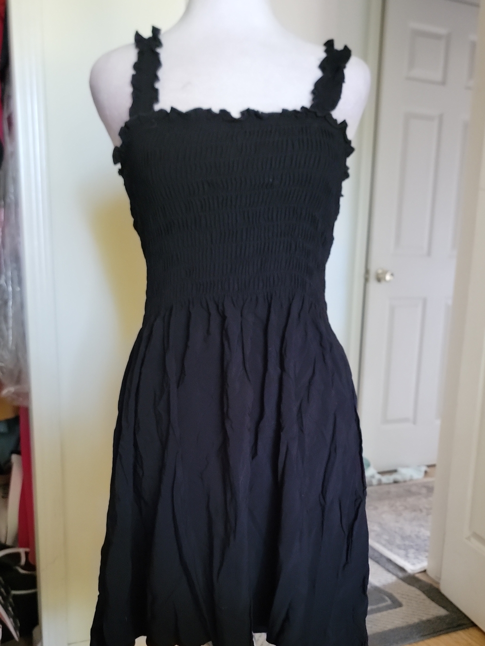 Just Quella Black Smocked Sundress - Women